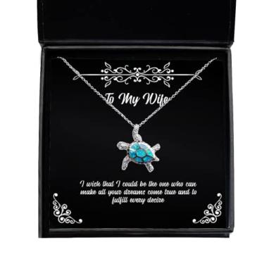 Imagem de SpreadPassion Colar de tartaruga com opala de esposa barata, I Wish That I Could Be The One Who Can Make All Your, Presentes para esposa, presente de marido, para esposa