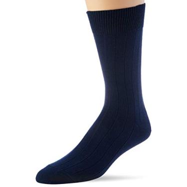 Imagem de Kit 2 Pares Meia Canelada Social, Mash, Masculino, Azul, 39-43