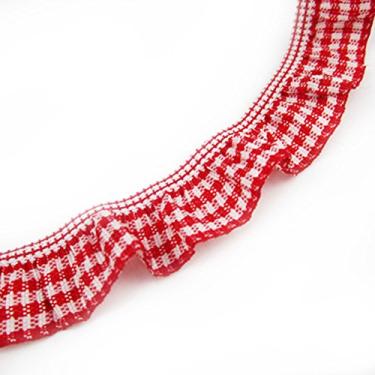 Imagem de Bluemoona 10 jardas - 3/10.2 cm 20 mm guingão guarnição elástica babados fita guarnição colorida 10 jardas (vermelho)