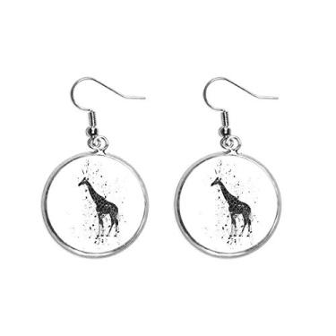 Imagem de Brinco feminino de girafa mexicana simples preto e branco com pingente de prata