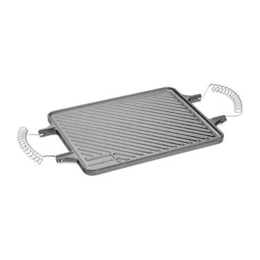 Imagem de Chapa Reta Ferro Fundido Dupla Face Alça Espiral 28cm X 23cm