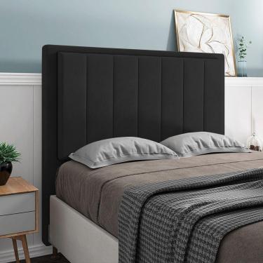 Imagem de Cabeceira Opala Cama Box King 195cm Suede Preto