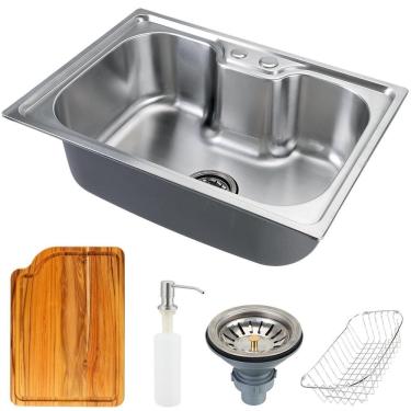 Imagem de Cuba Para Cozinha Gourmet Pia Aço Inox Com Acessórios Tábua De Corte Nawa 50 cm Pingoo.casa