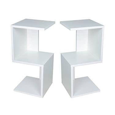 Imagem de Kit Nicho Mesa Cabeceira Modelo S MDF Branco - 2 Unidades