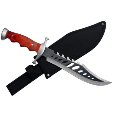 Imagem de Faca Facão Rambo Militar Tático Muito Afiado Camping Caça Pesca Bushcraft Serrilhado Aço 440