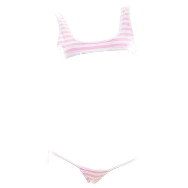 Imagem de SINMIUANIME Women Japanese Style Anime Lingerie Sexy Blue/Pink Striped Micro Bikini Cosplay Bra and Panty Set (203Pink)