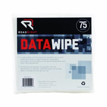 Imagem de Read Right Pastilhas de limpeza DataWipe 15 x 15 cm, 75 lenços por saco (RR1250)