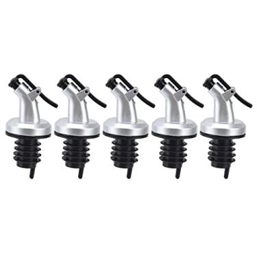 Imagem de 5 pacotes de azeite,Bicos de azeite, bico de garrafa de vinagre, bico à prova de vazamentos, dispensador de vinho, para azeite, vinagre, azeite, salada, vinho, etc (preto)