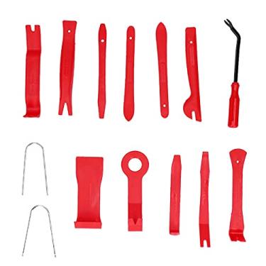 Imagem de Ferramenta de remoção automática Fafeicy 14pcs, kit de reparo de guarnição de painel de carro, para mesa de instrumentos de áudio de painel de porta de carro, a desmontagem de áudio de carro (vermelho), pé de cabra
