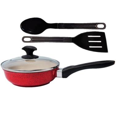 Imagem de Frigideira Vermelha Antiaderente Marmorizado Talher 02 CB 24