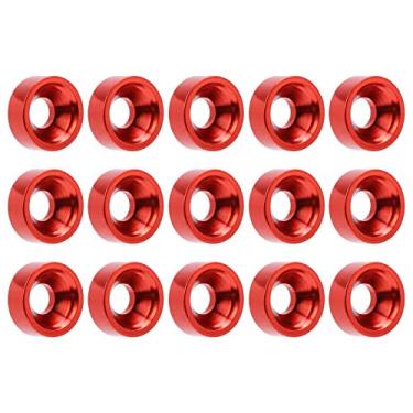 Imagem de Junta de parafuso, 15 peças M3 arruela de parafuso escareado RC Junta de parafuso de carro Liga de alumínio para RC Modelo de carro e aeronaves (vermelho)