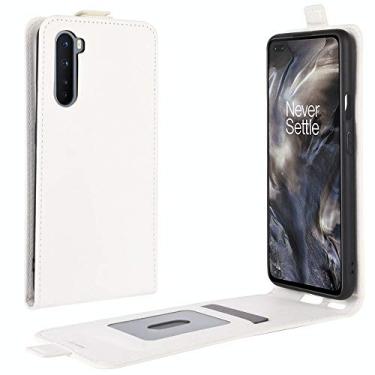 Imagem de YUNCHAO Caixa de telefone Para OnePlus Nord R64 Textura Única Caixa De Protetor Vertical Vertical De Couro Com Slots De Cartão e Moldura De Fotos capa para celular