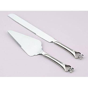 Imagem de Conjunto de faca de bolo e servidor com corações duplos