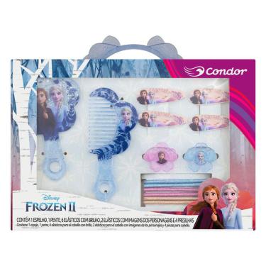 Imagem de Kit Frozen ii Condor Espelho + Pente + 8 Elásticos + 4 Presilhas