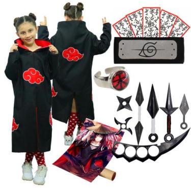 Naruto Akatsuki Cloak Anime Cosplay Costume Set Halloween Cosplay Longo  Cloak