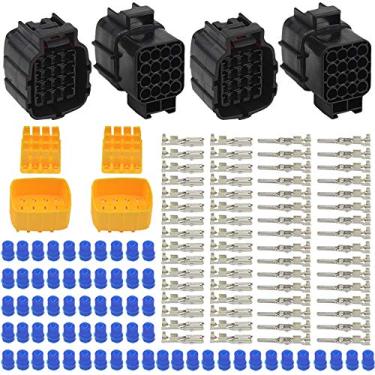 Imagem de WMYCONGCONG 2 kits plugue de conector elétrico impermeável de 16 pinos para carro automotivo (16 pinos)