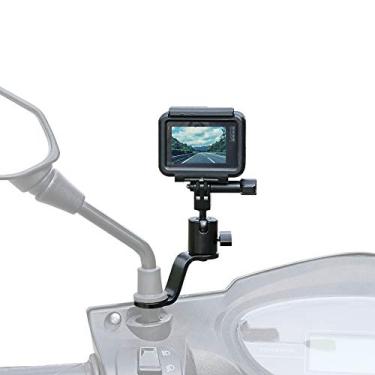 Imagem de Suporte de montagem de espelho retrovisor de motocicleta de alumínio para GoPro Hero 10 preto, Hero 9/8/7/6/5 preto, câmeras de ação DJI Osmo – suporte perfeito para suporte de câmera esportiva de motocicleta