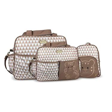 Imagem de Kit Bolsa Maternidade + Mochila 3 Peças Tigre Felino Super Luxo Marrom