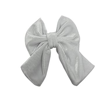 Imagem de Laço De Veludo Presilha Bico De Pato Fashion Luxo Karine (branco)