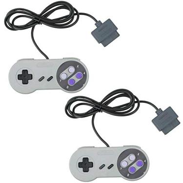 Imagem de 2 pacotes de substituição de controle de jogo para SNES, controlador de jogo para sistema original de entretenimento de jogos Super Nintendo