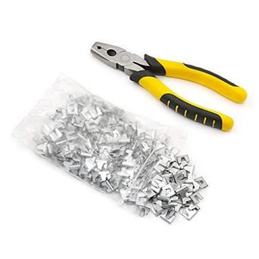 Imagem de MINYULUA Alicates de fivela de gaiola de arame com 300 peças clipes de construção de gaiola de arame ferramentas de alicate de encaixe para galinha pombo coelho cão de estimação pássaro gato gaiola de codorna