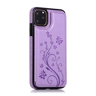 Imagem de Capa de couro de luxo para iPhone 14 12 13 Mini 11 Pro XR XS Max 6 6s 7 8 Plus 5 5s SE 2020 2022 Slots de cartão de carteira Phone Flip Cover, Roxo, Para iPhone 13 6.1inch
