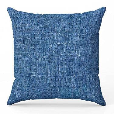 Imagem de Kit 4 Capas De Almofada 60x60 Grande Veludo Linho Azul Jeans Luxo