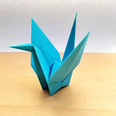Imagem de Estatueta Pássaro Tsuru P - 10 Cm Altura - Toque 3D Cor:Azul Claro