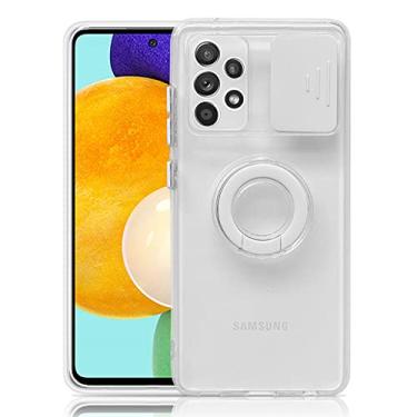 Imagem de Capa de proteção de câmera de lente deslizante para samsung galaxy s22 s21 a12 a32 a22 a52 a53 a72 suporte de anel ultra plus 5g capa de telefone transparente, whine, para samsung a71 4g