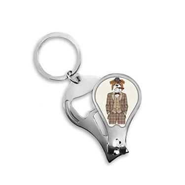 Imagem de Adorável roupas cachorro ilustração aquarela cortador de unhas abridor chaveiro tesoura