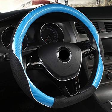 Imagem de Lyqfff Para VW Golf 7 2015 Polo para Suzuki Swift 2018 2019, para Nissan Rogue 2017 2018, capa de volante em forma de D fibra de carbono de couro