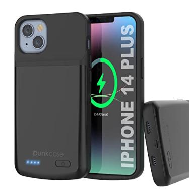 Imagem de PunkJuice Capa com bateria projetada para iPhone 14 Plus, carregador rápido de 5000 mAh com protetor de tela | IntelSwitch | Fino, seguro e confiável compatível com iPhone 14 Plus (6,7 polegadas) [preto]