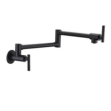 Imagem de Torneira de enchimento de panela de latão dourado Torneira de cozinha única fria Torneira de furo único giratória Bico dobrável cromado Torneira para pia montada na parede, A1