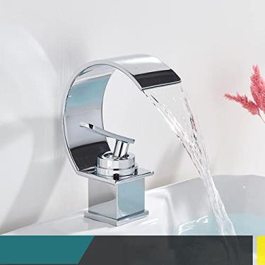 Imagem de Torneira para lavatório Cachoeira para banheiro Torneira de guindaste Quente Frio Misturador para cozinha Montado no convés Cromo escovado Níquel, 2