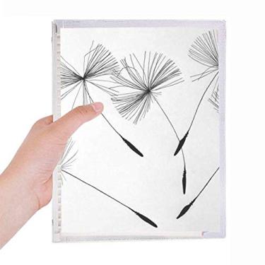 Imagem de Caderno de dente-de-leão branco preto, cinza, folha solta, diário recarregável, papelaria