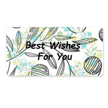 Imagem de DIYthinker Etiqueta de aço inoxidável para decoração de placa de licença de desenho de folhas frescas