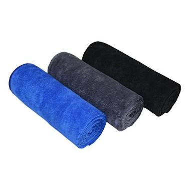 Imagem de Toalhas de ginástica MAYOUTH 40,6 cm x 81,3 cm para homens e mulheres toalha esportiva de microfibra de secagem rápida absorvente para treino de ginástica, yoga, golfe, acampamento, pacote com 3, Black+darkblue+gray, 40cmx80cm
