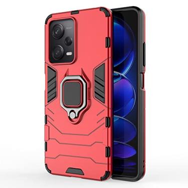 Imagem de Capa para Xiaomi Poco X5 Pro - Capinha - com 2 protetores de tela Capa protetora à prova de choque de nível militar de camada dupla resistente capinha-Vermelho