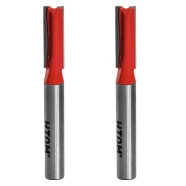 Imagem de Kit 2 Fresa Reta 1/4 Haste 1/4 Corte Duplo Metal Duro Tupia