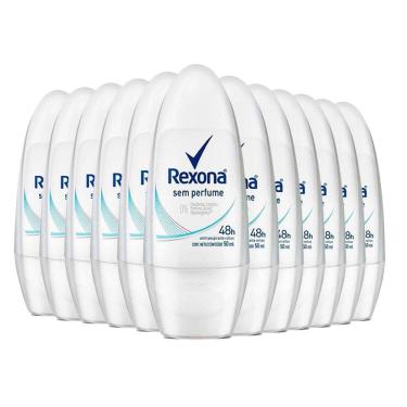 Imagem de Kit Desodorante Roll On Rexona Sem Perfume 50ml - 12 Unidades