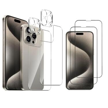 Imagem de Kit 2x Película Frontal 9D Cerâmica Premium + 2x Películas Traseira 9D + 2x Películas de Câmera Compatível Com iPhone 15, 15 Plus, 15 Pro, 15 Pro Max - (Hard Glass Store) (iPhone 15 Pro (6.1))