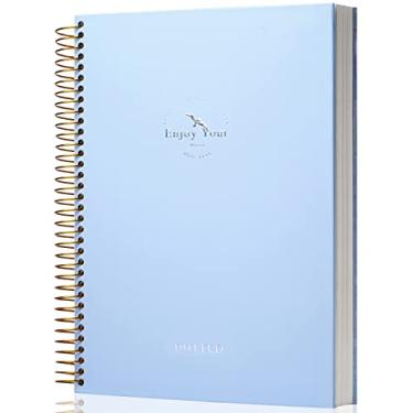 Imagem de Caderno espiral de notas em grade de pontos 8,5 x 11 Caderno de papel pontilhado grande 210 páginas Caderno espiral para homens e mulheres, azul