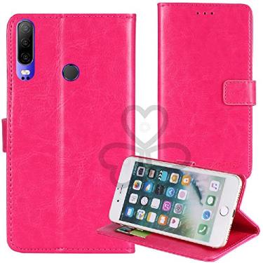 Imagem de TienJueShi Capa protetora de couro flip retrô de silicone TPU rosa para Alcatel 3X 2019 5048U 5048Y 6,5 polegadas capa de gel carteira Etui