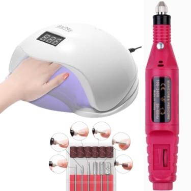 Imagem de Kit Cabine Unhas Led Uv Gel Bivolt Sun + Lixa Unha Elétrica para Manicure Profissional e Cuidado Doméstico / Estufa Leds 48w Secagem Gel Acrigel - Lixadeira Elétrica Motor Bivolt 110v
