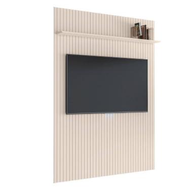 Imagem de Painel Para Tv Até 70 Polegadas 1,80x2,40m Ripado Com Prateleira Arbo Off White Edn Off White