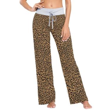 Imagem de KLL Pijama feminino estampado de leopardo com calça calça pijama feminino para outono PP, Estampa de leopardo, M
