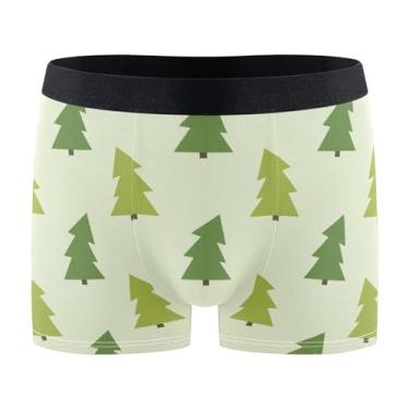 Imagem de KLL Cueca boxer masculina com padrão de árvores de Natal verdes cueca boxer masculina cueca atlética masculina, Padrão de árvores de Natal verdes, G