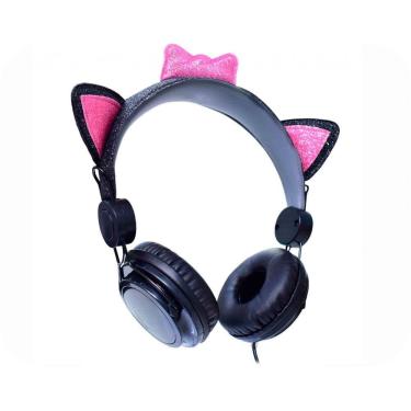 Imagem de Headphone Cat Ear Fone de Ouvido K-Mex Preto e Rosa AR30