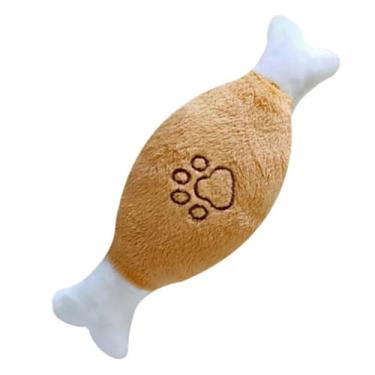 Imagem de Mordedor Pelúcia Cachorro Cães Brinquedo Pet Yorkshire Mini Shitzu Pinscher Chihuahua Filhotes Spitz - Coxa de Frango
