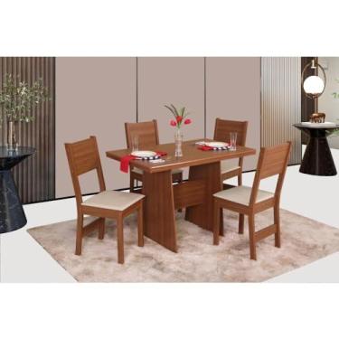 Imagem de Conjunto Sala de Jantar Mesa Destak com 4 Cadeiras Milena Naturalle
